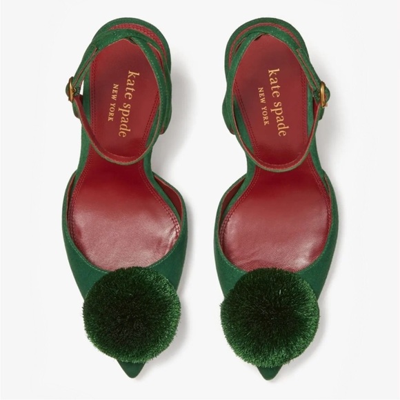 ♠️kate spade Amour Pom Pumps, Arugula Green NIB - Picture 4 of 15